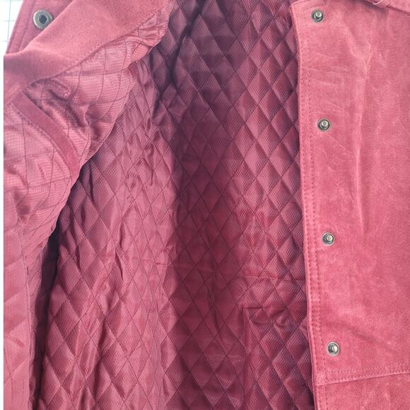 Maroon Western Fringe Layer Cozy Lined Snap Jacket Vintage Chic Womens - Picture 11 of 16